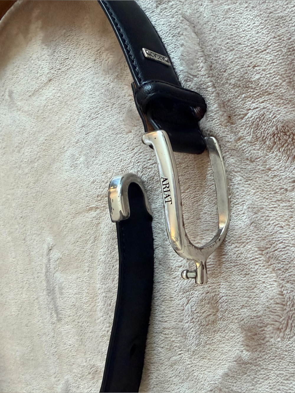 Ariat Black Leather Belt with Silver Spur Buckle